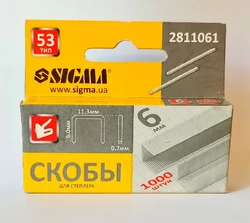 Скобы 6 х 11.3 мм 1000 шт SIGMA (2811061)