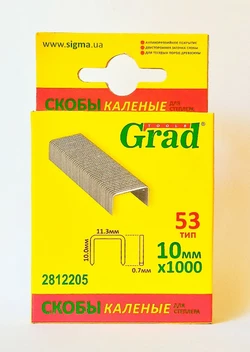Скобы 10 х 11.3 мм каленые 1000 шт GRAD (2812205)