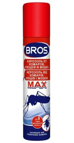 Аэрозоль Брос (Bros) MAX от комаров и клещей 90 мл