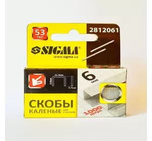 Скобы 6 х 11.3 мм каленые 1000 шт SIGMA (2812061) Скобы 6 х 11.3 мм каленые 1000 шт SIGMA (2812061)