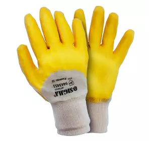 Перчатки трикотажные с нитриловым покрытием (желтые) SIGMA (9443441)