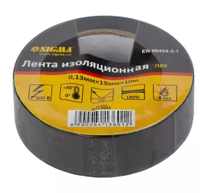 Изолента ПВХ (черная) 0.13мм×19мм×10м SIGMA   8413601 Изолента ПВХ (черная) 0.13мм×19мм×10м SIGMA   8413601